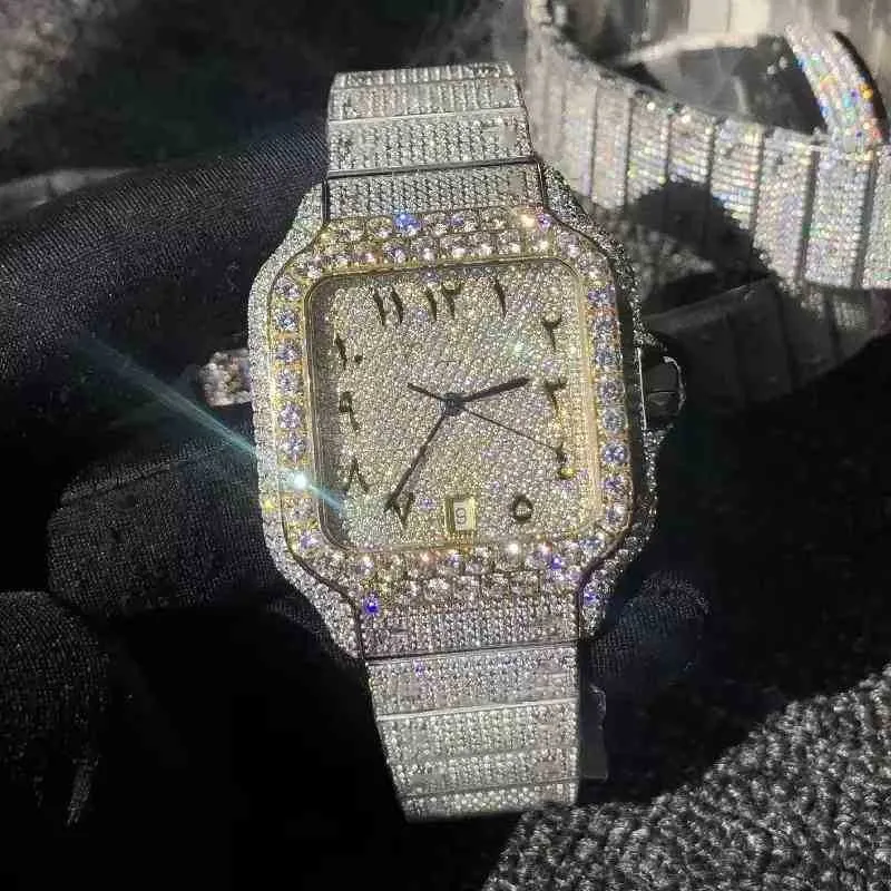 Other Watches Wristwatches Star Wristwatches Rose Gold Mixed Sier Large Diamond Roman Numerals Luxury MISS Square Mechanical Mens Icing Cubic ZirconiaCNHO