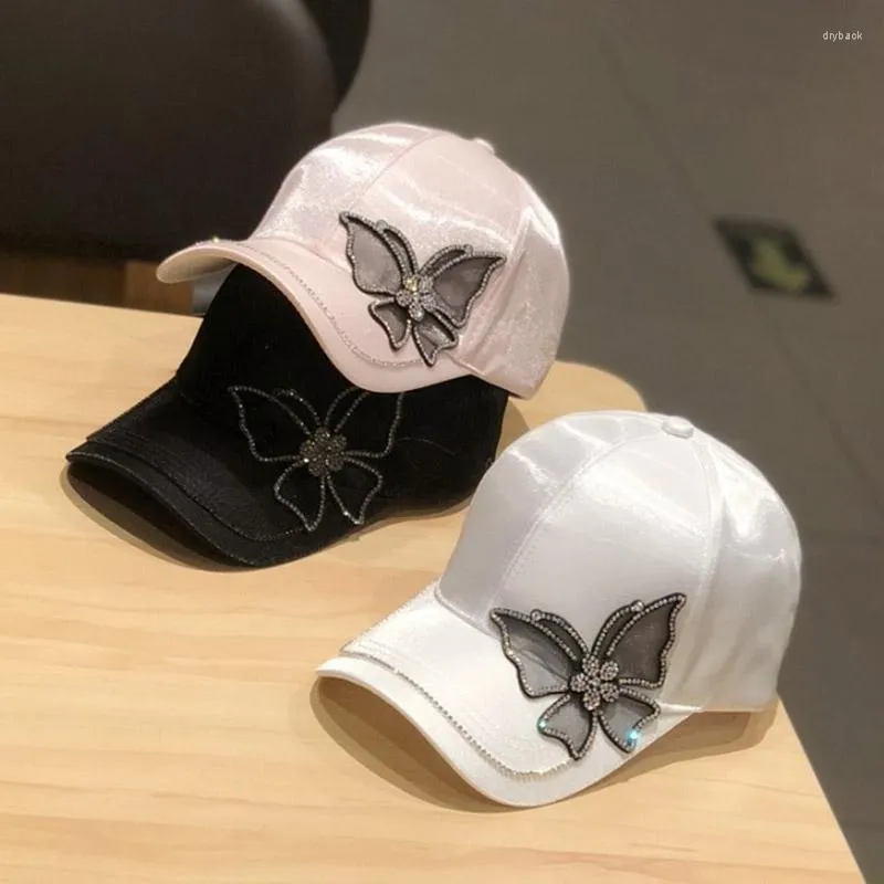 Boll Caps 2022 Summer Women Rhinestone Baseball for Girl Female Justerable Hip Hop Fashion Sequins Butterfly Snapback Hats