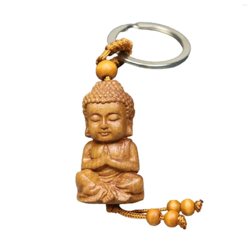 Keychains Natural Three-Dimensional Art Lightweight Buddha Wood Keychain Accessories Pendant For Car Jewelry Craft Men Women
