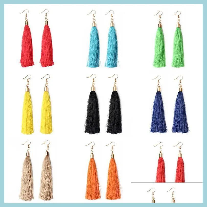 Dangle Chandelier Long Tassel Fringed Dangle Earrings For Pierced Ear Women Bohemian Style Polupar Jewelry Mixed Colors Wholesale Dh0M4