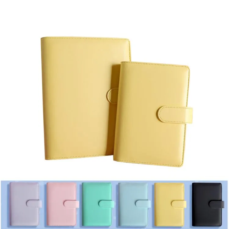 A6 Binder Case 6 F￤rger Portable Notepad Hand Ledger Notebook Pu Shell Macaron Color Office Stationery Gift SN161