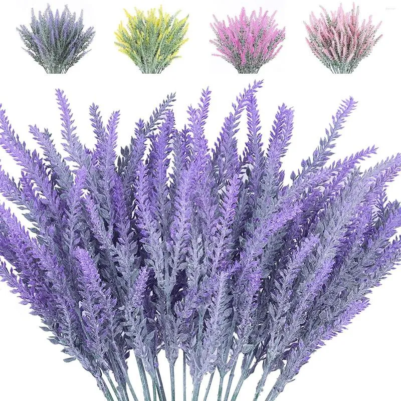 Flores decorativas 10 feixes de lavanda artificial falsa roxa para o jardim de casamento em casa Janela de janela de janela interna decoração