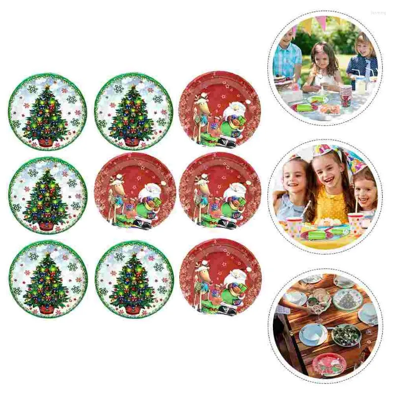 Borden 20 stks kerst papier ronde cake dessert snack voorgerecht serveergerechten diner banket verjaardag 7 inch