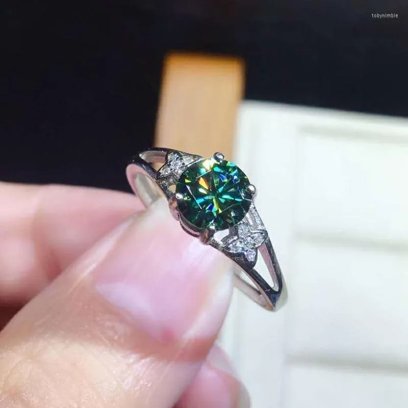 Trouwringen Prachtige zilveren kleur rond groen zirkoon ring cocktail party dames fijn kleurrijke edelstenen kristallen bruids sieraden geschenken