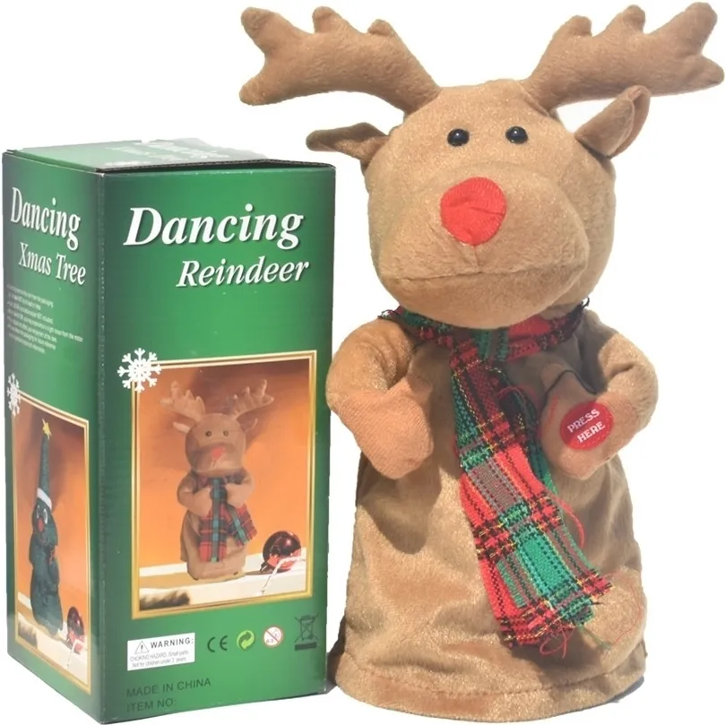 Poupées en peluche électrique danse wapiti renne père noël poupée avec musique ménage décoration de noël cadeau exquis 221109