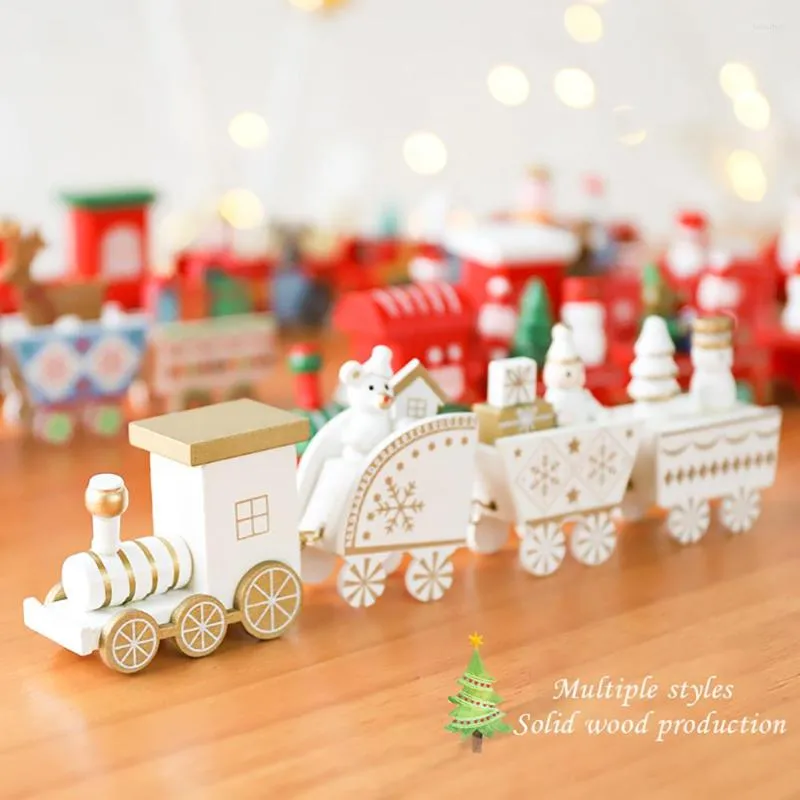 Décorations de Noël Train en bois Joyeux Ornements Décor pour la table de la maison 2022 Noel Navidad Cadeaux de Noël Année