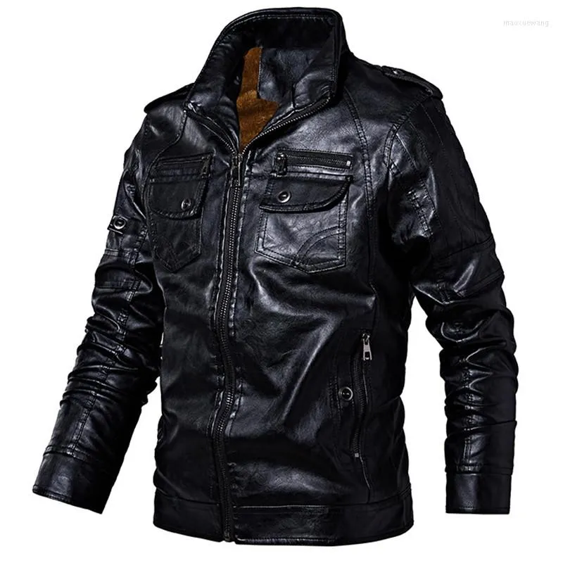 Vestes pour hommes Veste en cuir Hommes Manteaux Plus Szie M-6XL Marque Haute Qualité PU Vêtements d'extérieur Hiver Fausse Fourrure Mâle Polaire