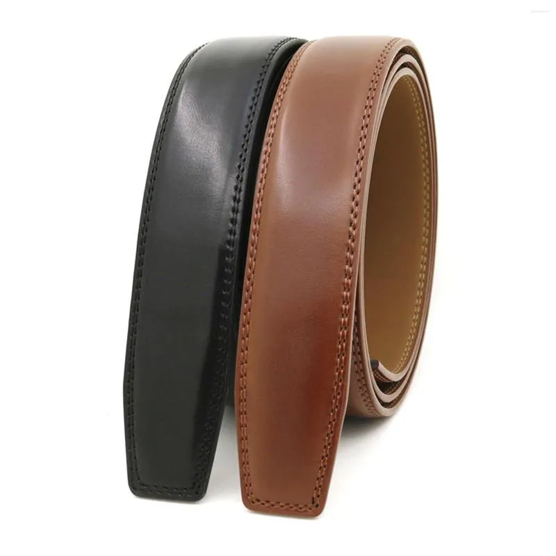 Ceintures 3.5cm de large ceinture en cuir pour hommes robe sans boucle ceinture de remplacement sangle de haute qualité pour pantalon en jean