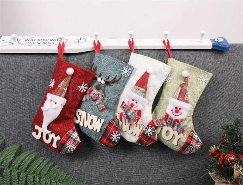 Snowman Medium Christmas Socks Fashion Kids Santa Claus Candy Gift Bag Christmas Day Home Decorative Props DC771