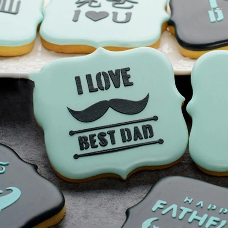 Baking Tools Father's Day Cookie Decorating Stencil Fondant Frosting Biscuit Mold Butter Embosser Fandont Cutter