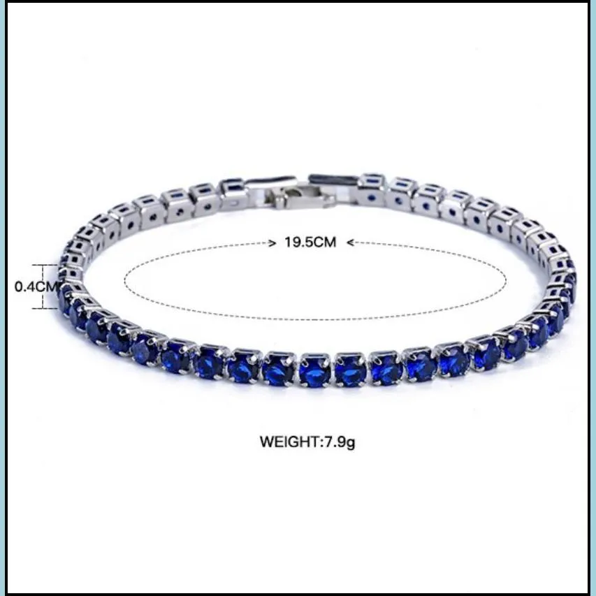 tennis bracelets jewelry luxury 4mm cubic zirconia iced out chain crystal wedding for women men gold sier bracelet