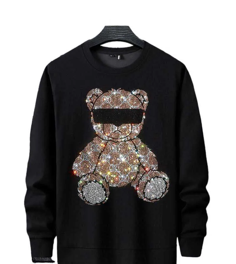 Heren Hoodies Sweatshirts Streetwear Rhinestones Hoodie Sweatshirt Hot Drill Anime Hoodies Men Diamanten Hoody Pullovers Y2211