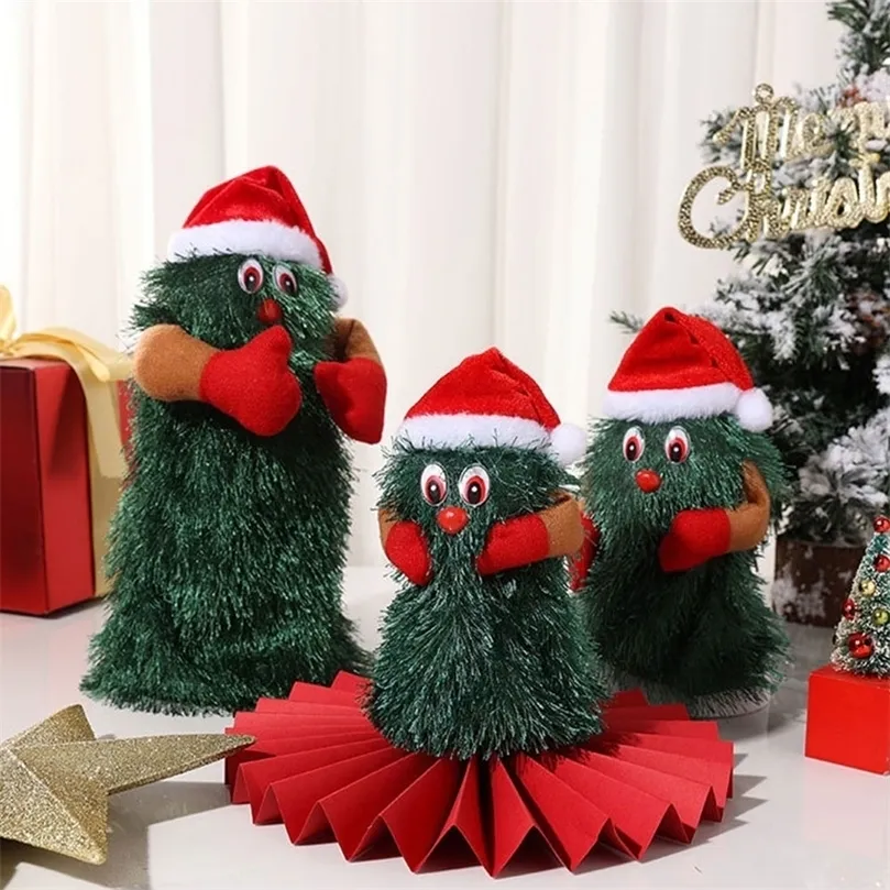 Poupées en peluche arbre de noël tournant danse chantant mignon poupée de noël électrique drôle jouet musical décoration de la maison 221109