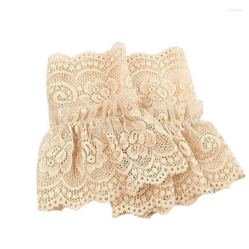 Knee Pads Women Gothic Black Lace Wrist Cuffs Bracelets Sunscreen Rhinestone Gloves Sleeve Female Scar Cover Arm Ice Silk