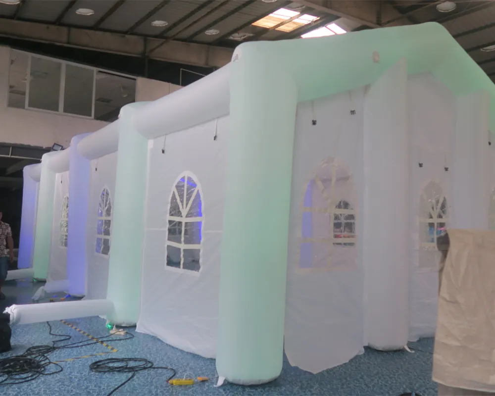 26x20ft Gaint Inflatable Wedding Tent Event Party Tents Advertising Building House with LED light Outdoor Marquee Widows Church with blower