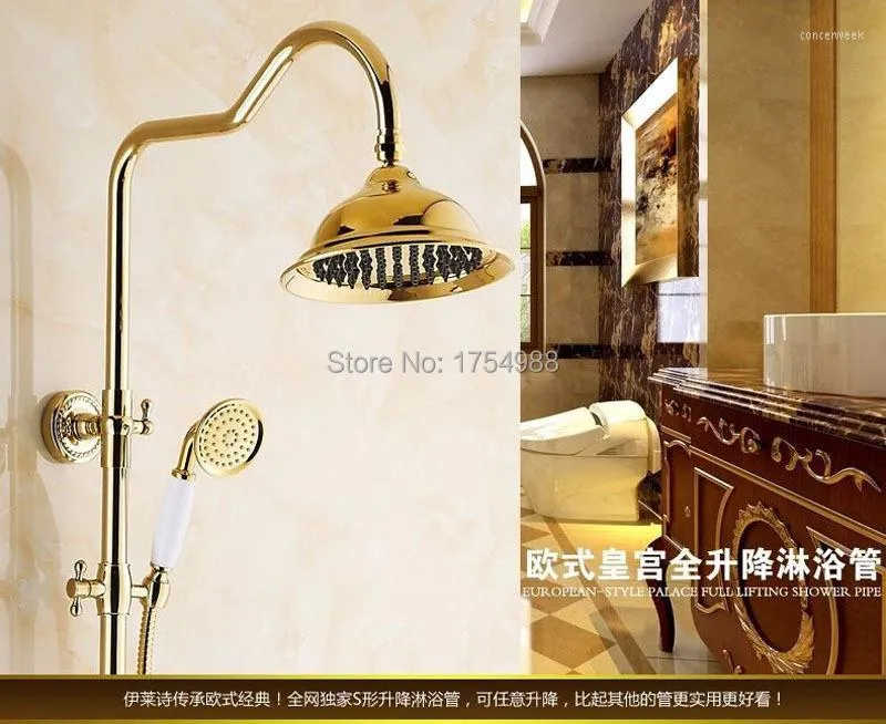 Ванная аксессуар набор для душа смеситель роскошный золотой 8 -дюймовый дождь в ванной комнате