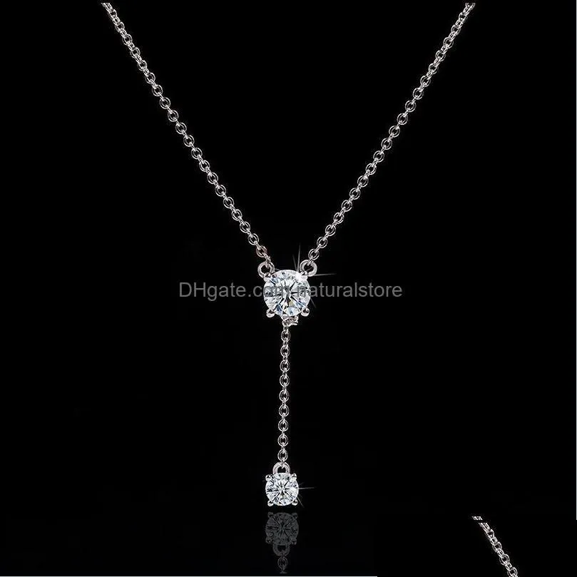 Hangende kettingen hanglagers kettingen hangers sieraden ll romantisch lang lab diamant real 925 sterling sier party bruiloft ch 4t drop