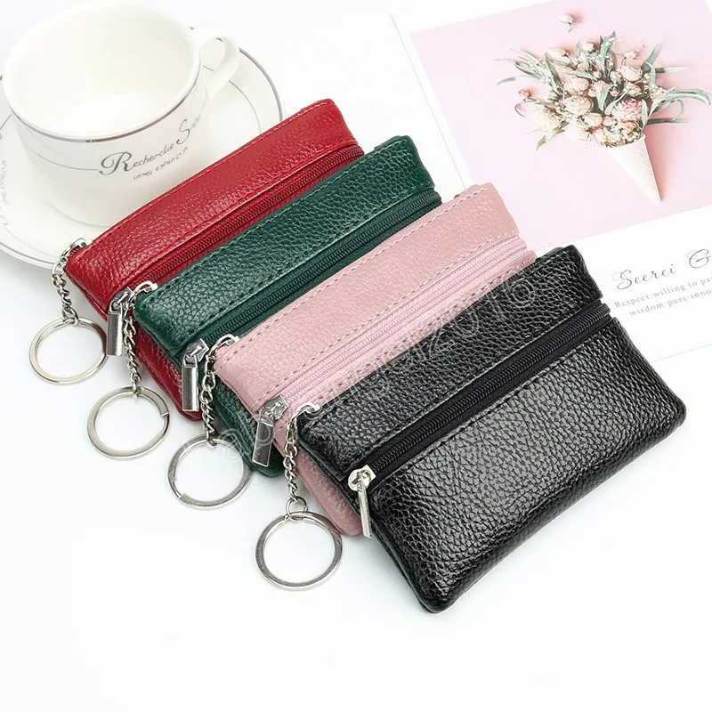 Quatre couleurs femmes portefeuille Mini porte-monnaie mince court petite pochette porte-clés porte-carte en cuir Pu