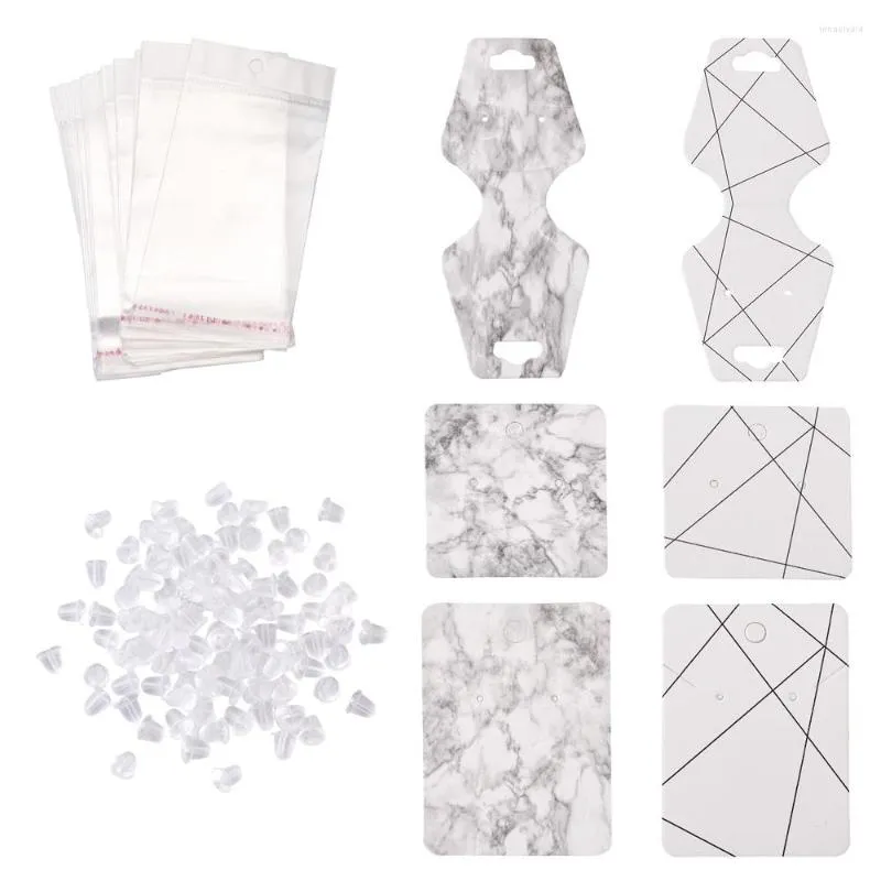 Jewelry Pouches 500pcs Marble Pattern Necklace Earring Display Cards Paper Ear Stud Hang Tag Card For Packaging Cardboard Holder