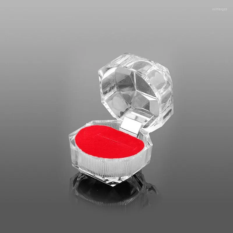 Bolsas de joias Caixa de anel de plástico transparente Brincos de cristal caixas de armazenamento Exibir caixa organizadora com espuma para armazenar anéis