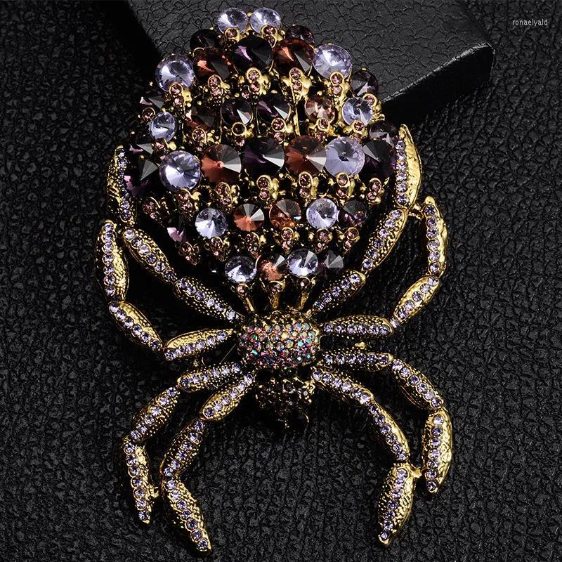 Broches Broche araignée en Zircon améthyste exquise et luxueuse pour la personnalité des femmes, Niche exagérée, broche de Corsage, bijoux cadeau