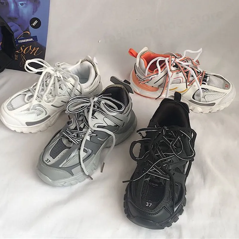 Män kvinnor avslappnade sportskor mode track 3 sneaker beige återvunnet mesh nylon sneakers topp designer par plattform löpare tränare sko storlek 35-45 g01