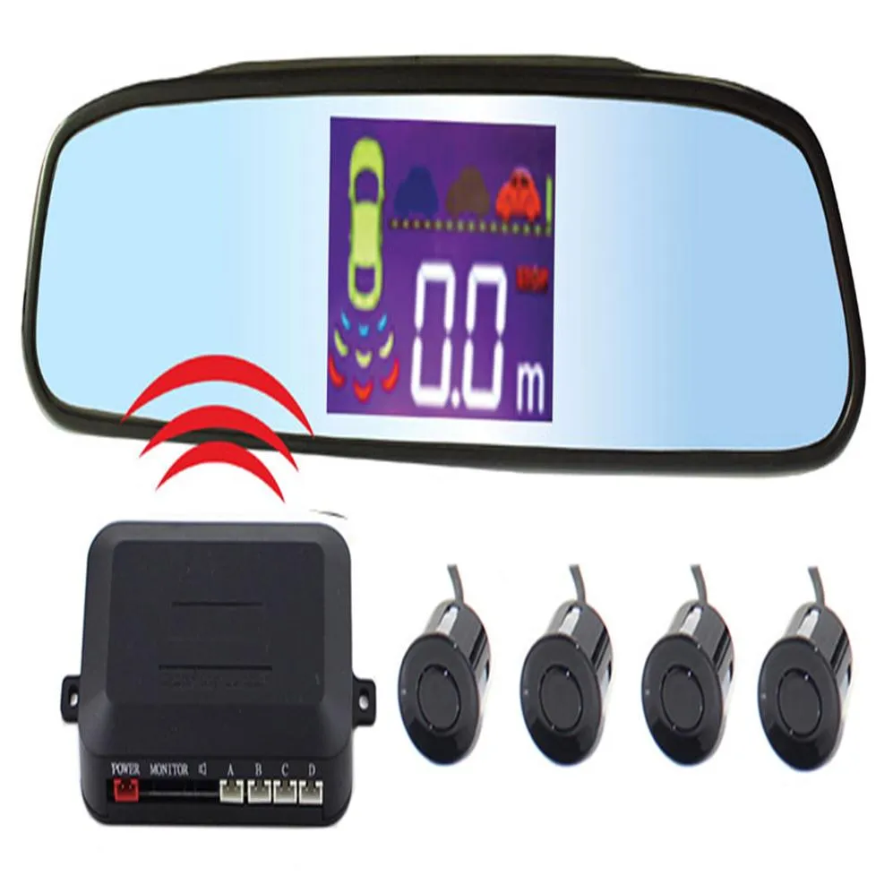 Wireless Car Parking Sensor LED LCD Display 4Sensors 22MM Monitor Screen Reversing Radar Monitor