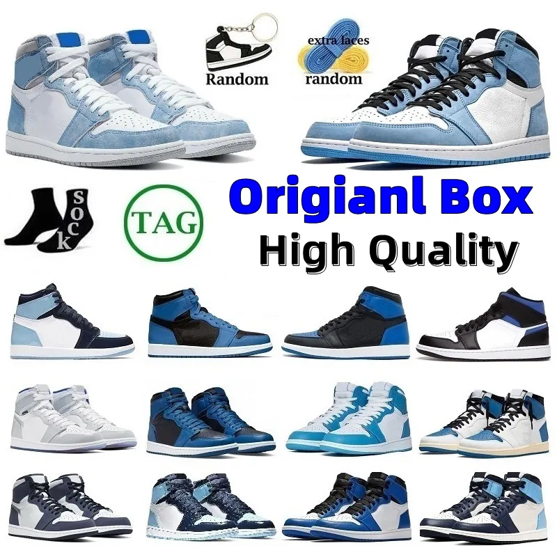 Jumpman 1 University Blue Basketball Shoes 1s with Box Sports Chaussures Geming Leather OG High Unc Hyper Royal Mocha Hommage Designer Sneakers Trainers 36-47