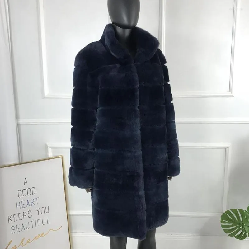 Cappotto di pelliccia da donna Giacca invernale da donna Rex Cappotto caldo Moda