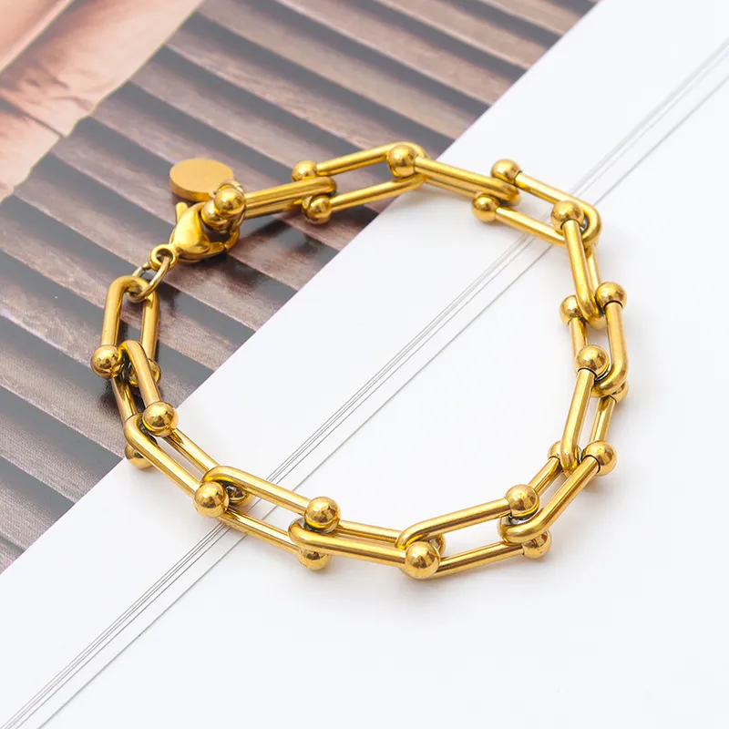 U Bamboo Knot Chain Style Stainless Steel Bracelets Women Fashion Jewelry Christmas Gifts