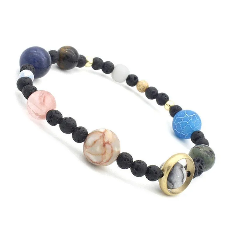 Charm Armbänder Universum Acht Planeten Armband Achat Naturstein Perlen Charm Armbänder Herrenschmuck Drop Ship Lieferung Dh5Oh