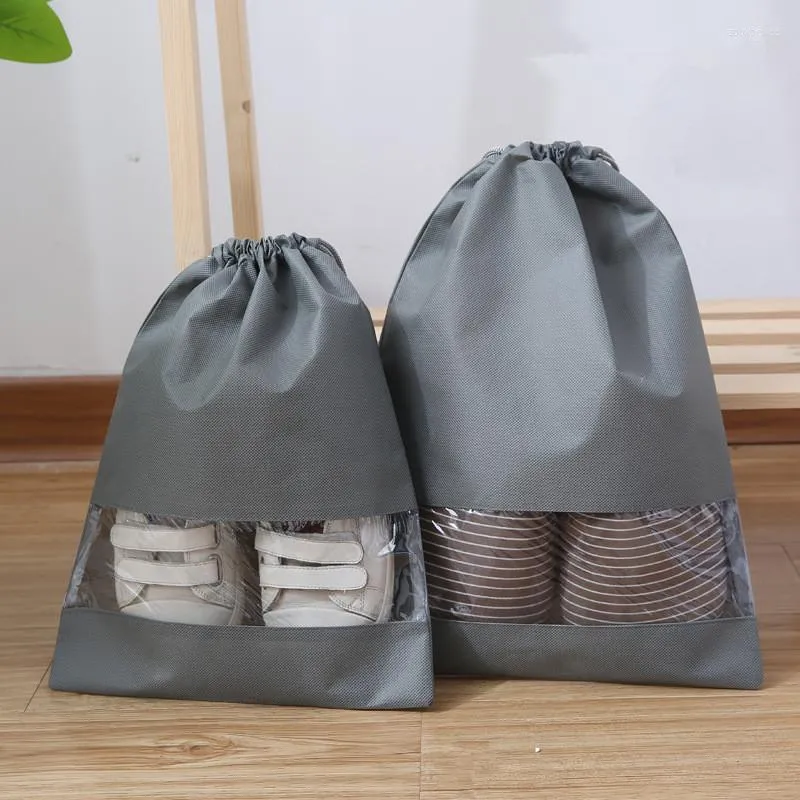 Storage Bags 2 Sizes Waterproof Shoes Bag Travel Portable Shoe Sneaker Pocket Tote Drawstring Non-Woven Organizador