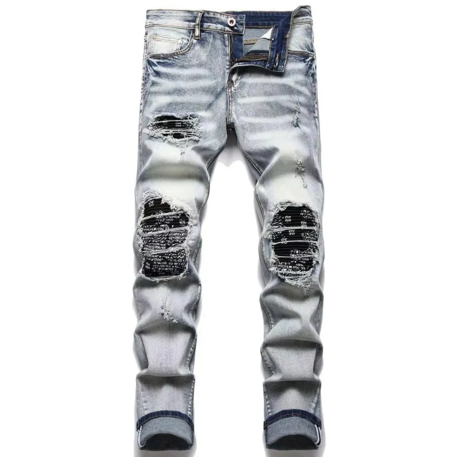wholesale 2025 Jeans pour hommes Designer Jeans Distressed Ripped Biker Slim Fit Motorcycle Denim For Men s Fashion jean Mans Pants pour hommes # 822