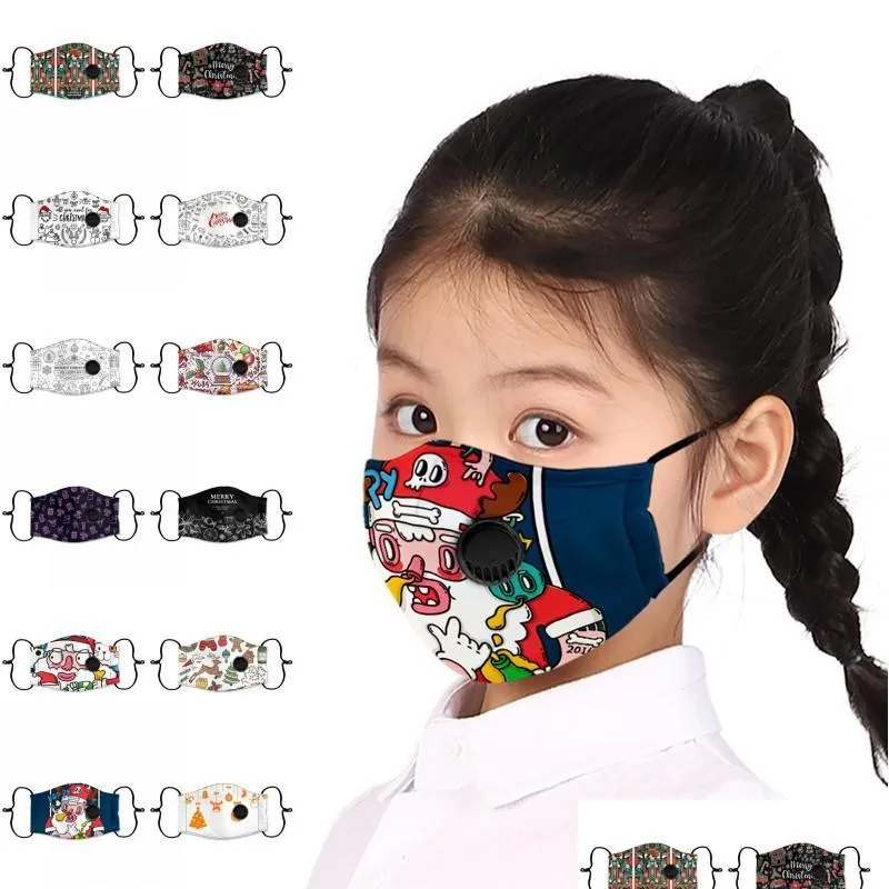 Designer Masks Kids Christmas Face Masks Reusable Pm2 5 Protective Children Merry Washable With Vae Drop Delivery Home Garden Housek Dhicm