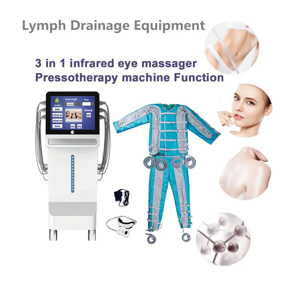 3 In 1 presotherapie lymfevrijlen detox met oogmassager afslankmachine luchtdruk infrarood infrarood full body massager behandeling presentherapie apparatuur