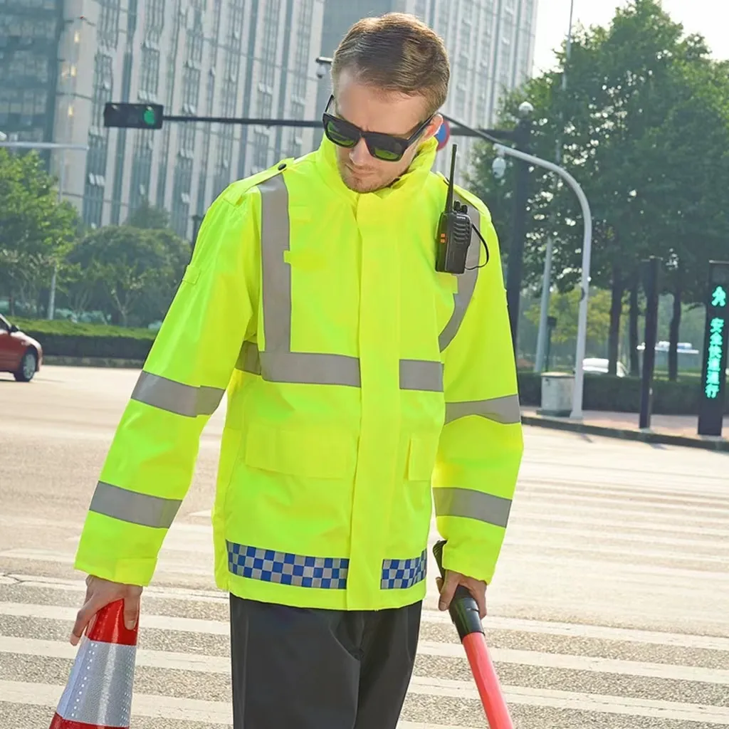 Sfvest reflekterande bomullsjacka Vinters￤kerhet f￶rtjockad arbetskl￤der motorv￤g trafikrock m￤n skyddande kl￤der