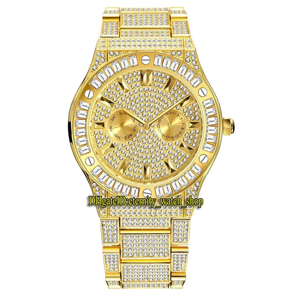 Missfox Eternity V316 Hip Hop Fashion Mens Watches CZ Diamond Inlayダイヤルクォーツムーブメントメン