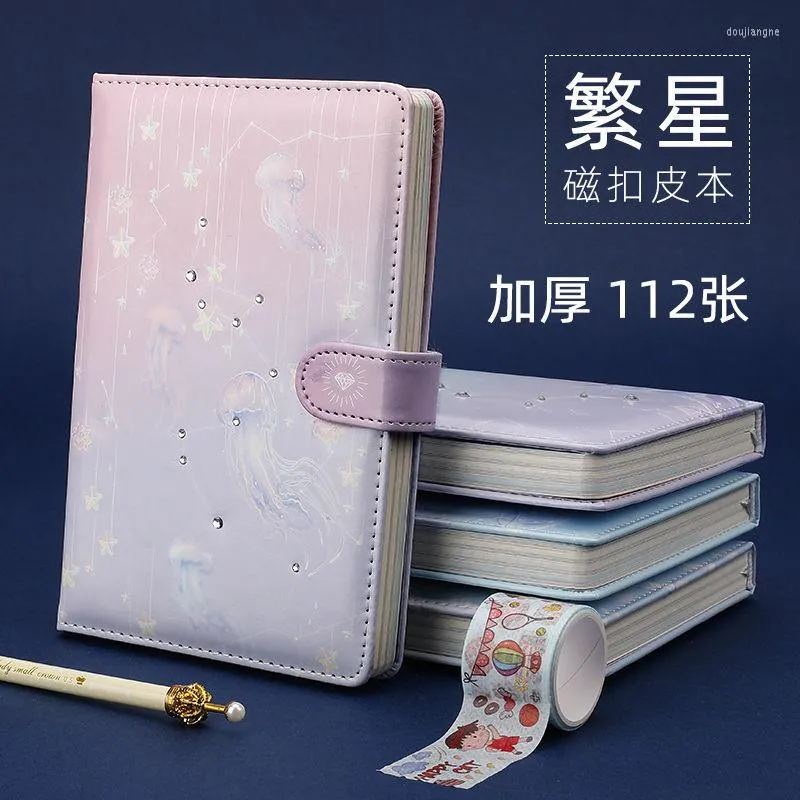 STARRY Sky Jellyfish A5 1 Piece Pu Leather Notebook Journal Agenda Planner Diary Book School Stationery Stationery