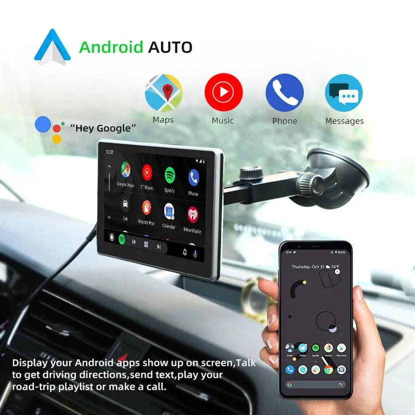 Mp3 mp4 -spelare 7 tum pekskärm bärbar trådlös äpple carplay tablett android radio multimedia bluetooth navigation hd1080 stereo linux