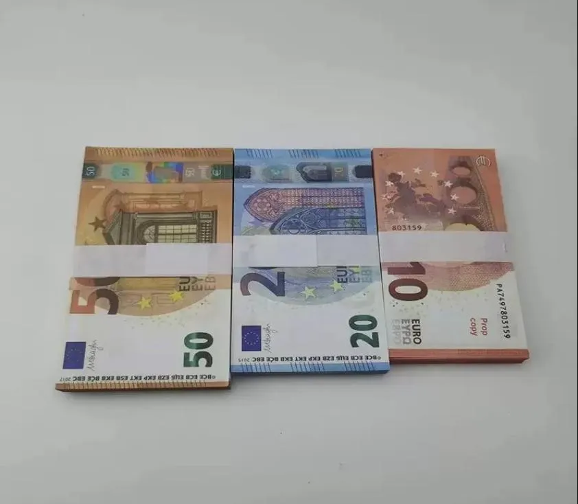 Parti Malzemeleri Sahte Para Banknotu 10 20 50 100 200 500 Euro gerçekçi oyuncak çubuğu sahne kopya para birimi filmi Para Fauxbillets 100pc7003367