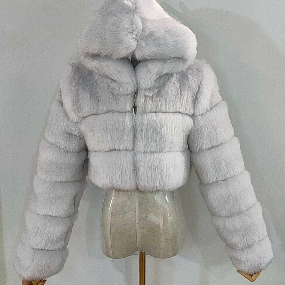 Luxury Womens Furry Fur Overcoat With Hooded Design High Quality, Warm ...