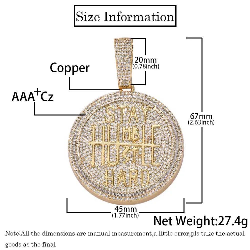 Hip Hop Rap Large Round Pendant Necklace Full Bling Zircon 18k Real Gold Plated Jewelry