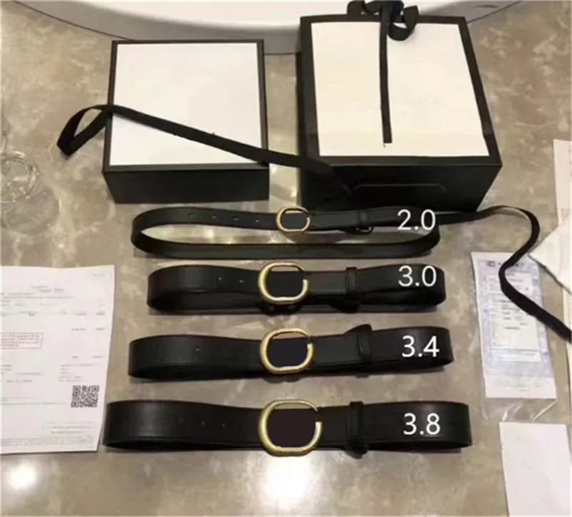 Herrengürtel schwarzer echtes Leder Luxusgürtel Designer Klassischer Buchstaben glatte Schnalle-Gürtelbreite 3,8,3,4,3,0,0 cm mit Logo-Frauenmodet Belt 100-125 cm mit Schachtel