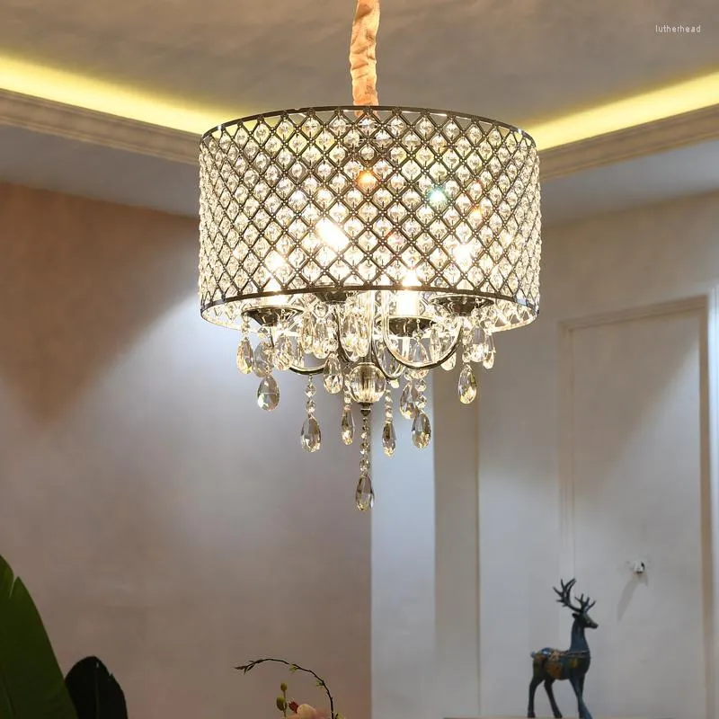 Chandeliers Crystal Lamp Shades Lighting Bedroom Dining Room Kitchen Lustre Salon Black Sliver Cage Chandeleir Fixtures