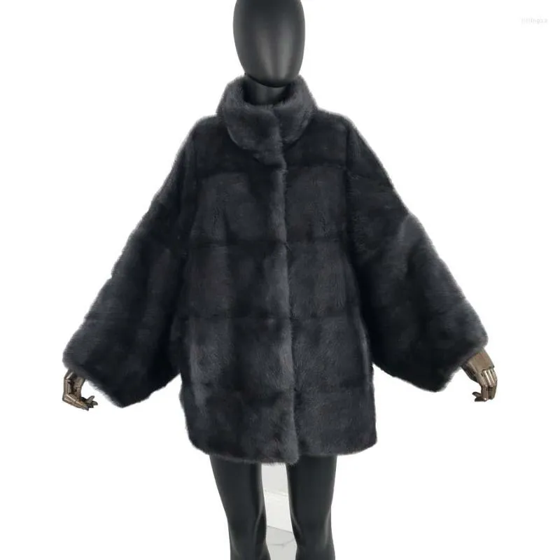 Femmes fourrure véritable vison femmes moyen Long manteau femme manches détachables support Coollar col Mandarin bonne qualité veste