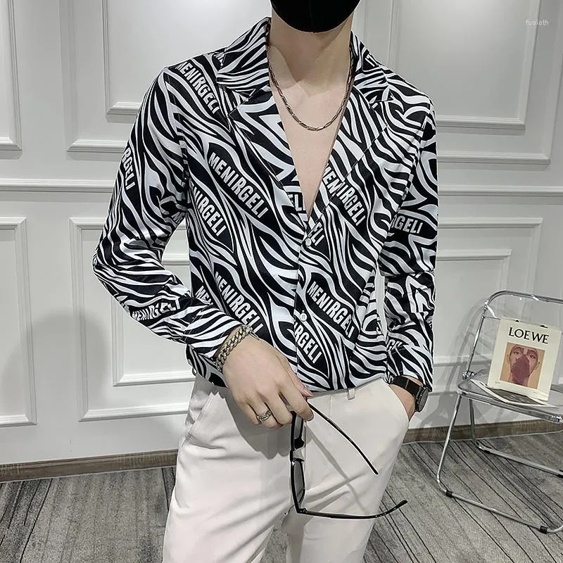Camisas Informales Para Hombre Primavera 2022 Camisa Para Hombre Estampado De Cebra Manga Larga Ajustado Vestido De Negocios Camisa Social Masculina De 21 3 DHgate