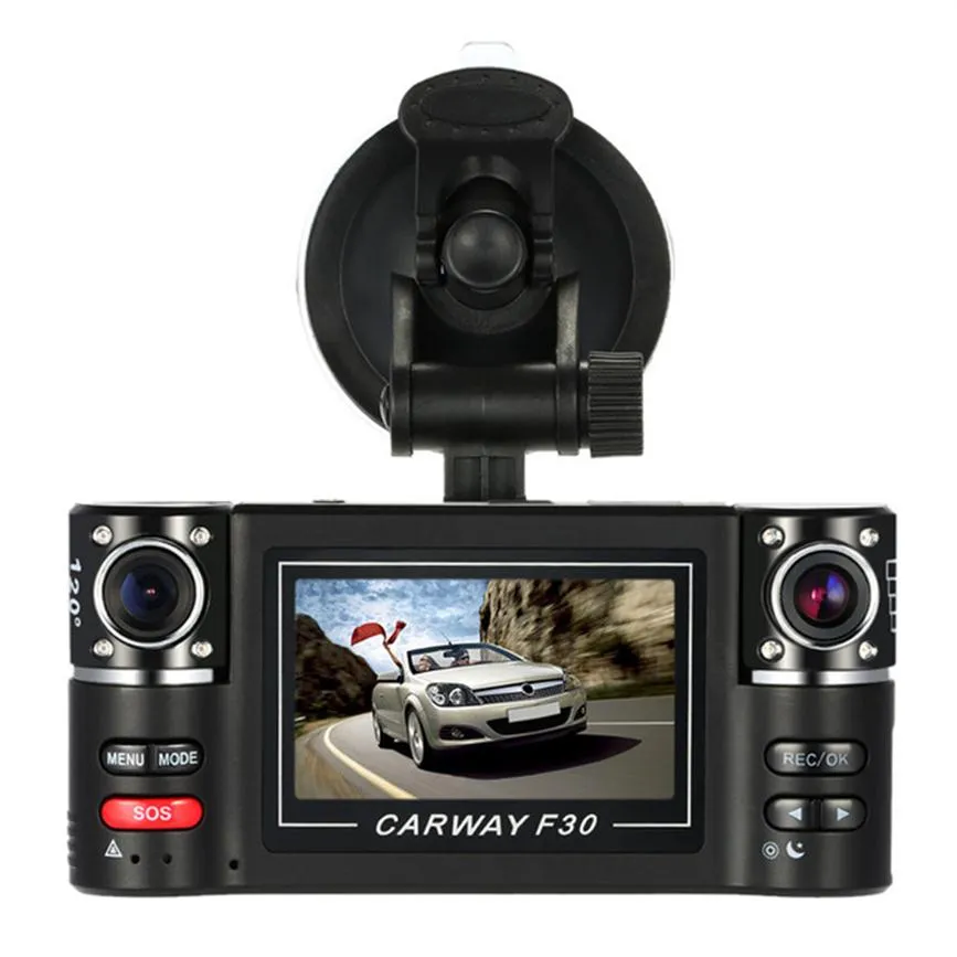 DASHCAM HD Dual Lens F30 2 7 bil DVR Night Vision Car Black Box Camera Vehicle Driving Video Recorder med Original Package277J