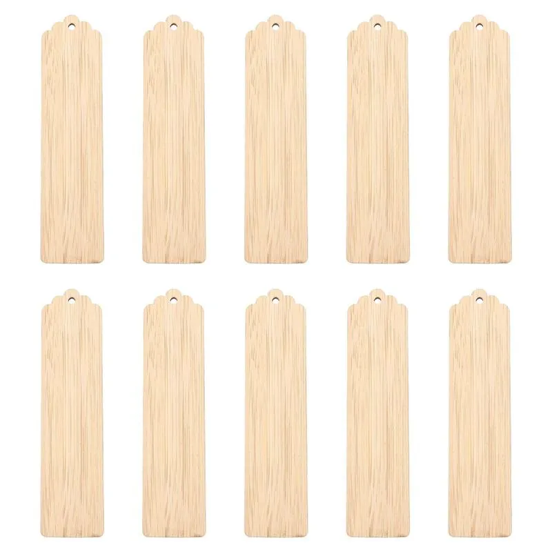 10 Pcs Bamboo Blank Bookmarks Unfinished Wood Tags Creative Wooden Craft  Book Marks for DIY Carved Graffiti Painting