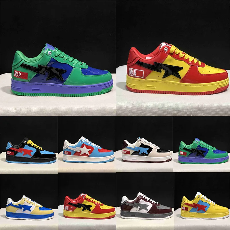 Hommes Femmes MarveI x Bapestars Shoe Super Hero Concepts Deliver Exclusive Bathing Aped Purple Green Trainers Chaussures de sport Triple white Sneakers