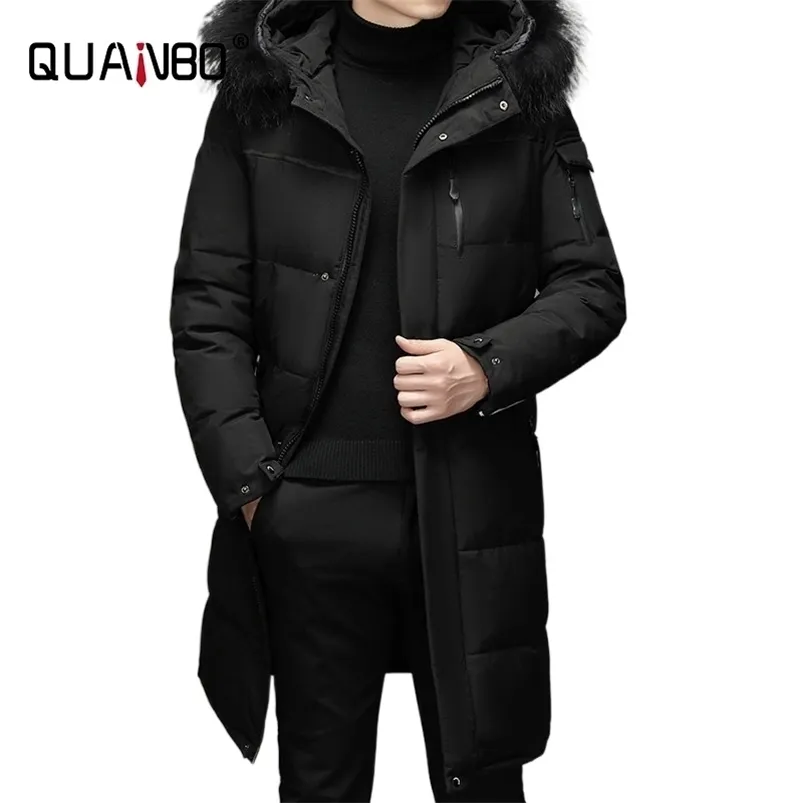 남자 다운 파카 두꺼운 재킷 -30 겨울 따뜻한 코트 남성 패션 긴 흰색 오리 후드가있는 플러스 크기 5xl 221110